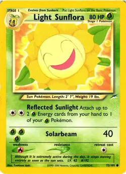 Pokemon TCG Light Sunflora Neo Destiny 72/105 Regular Unlimited Common DMG - Image 1