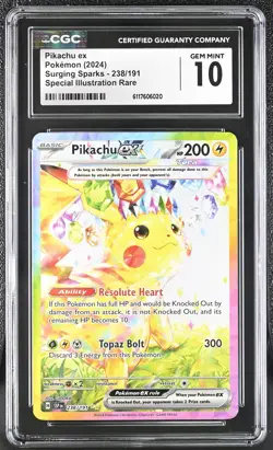2024 Pokemon Surging Sparks #238 Pikachu ex CGC 10 - Image 1