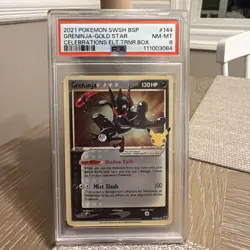 2021 POKEMON SWSH CELEBRATIONS GRENINJA GOLD STAR SWSH144 ETB PROMO HOLO PSA 8 D - Image 1