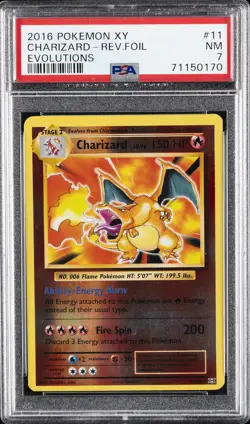 2016 POKEMON XY EVOLUTIONS #11 CHARIZARD-REVERSE FOIL PSA 7 - Image 1