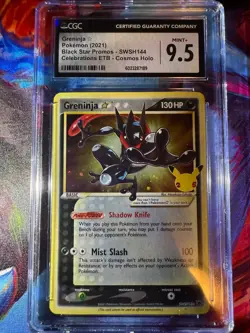 CGC 9.5 MINT+ Greninja Gold Star 2021 Black Star Promos SWSH144 Pokemon Card - Image 1