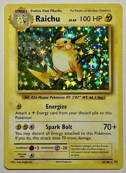 Raichu 36/108 (HP) Holo Rare XY Series: Evolutions 2016 Pokemon Card TCG - Image 1
