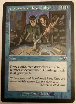 MTG Nemesis Blue Common Accumulated Knowledge HP - Image 1