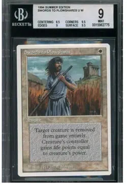 MINT BGS 9 Swords To Plowshares ~ Summer Magic/MTG ~ W/2x 9.5 SUBS - Image 1