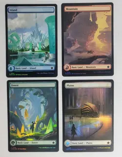 FOIL Basic Land Set - Full Art - X 4 Total - MtG Foundations - NM - Image 1