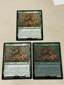 3 x mtg Generous Ent, 1 is foil, Lord of the Rings, slight play - Image 1