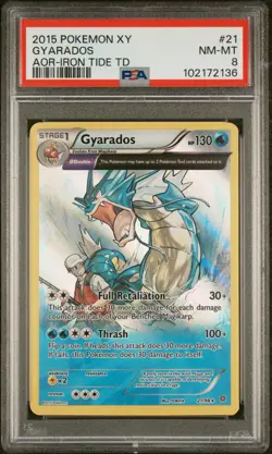 GYARADOS POKEMON XY ANCIENT ORIGINS AOR-IRON TIDE TD 2015 POP 21 PSA 8 - Image 1