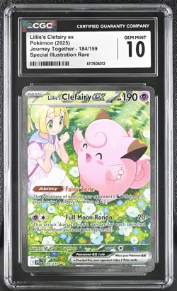 2025 Pokemon Journey Together #184 Lillie's Clefairy ex CGC 10 - Image 1