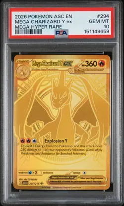 2026 POKEMON ASC EN-ASCENDED HEROES MEGA HYPER RARE MEGA CHARIZARD Y EX PSA 10 - Image 1