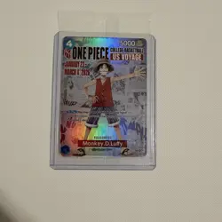 One Piece CCG Monkey.D.Luffy Promo Holo College Basketball P-055 - Image 1
