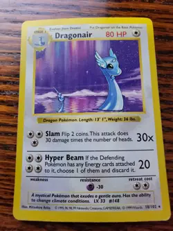 MP - Pokemon Card - Base Set 18/102 - DRAGONAIR (rare) **Shadowless** - Image 1