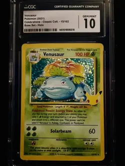 Pokemon Venasaur Holo Rare Card 15/102 Celebrations CGC Pristine 10 - Image 2