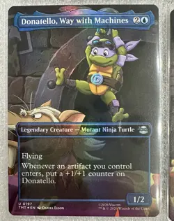 Lot 4- TMNT MTG Borderless #196-#199 (Foil) Raph Michelangelo Leonardo Donnie - Image 5