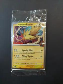 Pokemon TCG Team Rocket's Zapdos 070/182 SEALED Gamestop Promo DR SWIRL 💫 - Image 1