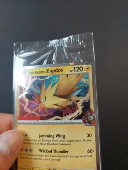Pokemon TCG Team Rocket's Zapdos 070/182 SEALED Gamestop Promo DR SWIRL 💫 - Image 3