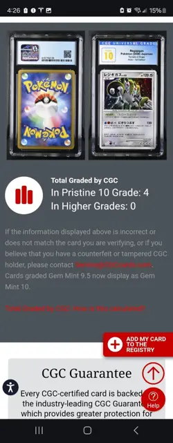 (POP 4) CGC 10 PRISTINE Regigigas DPBP#525 Temple OF Anger Japanese Holo Pokemon - Image 4