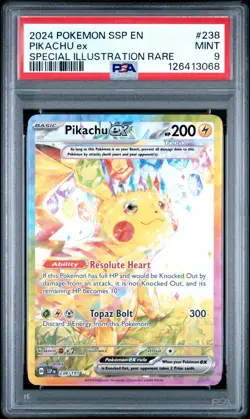 2024 POKEMON SSP EN-SURGING SPARKS SPECIAL ILLUSTRATION RARE PIKACHU EX PSA 9 - Image 1