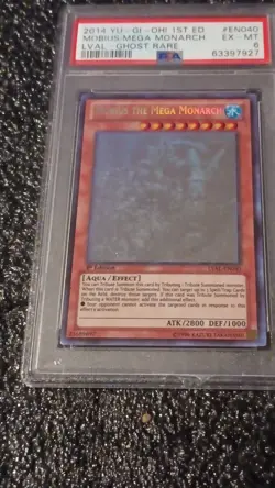 Konami Yu-Gi-Oh! Mobius the Mega Monarch Ghost Rare 1st Ed LVAL-EN040 PSA 6 - Image 1
