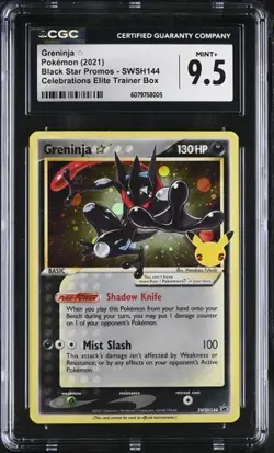 CGC 9.5 MINT+ Greninja Gold Star 2021 Black Star Promos SWSH144 Pokemon Card - Image 1