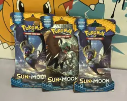 Pokemon Sun and Moon Base Set Sleeved 10 Card Booster Pack Lot of 3 - SEALED - Image 1