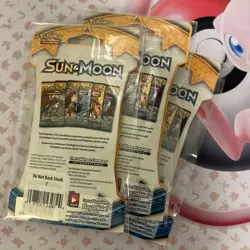 Pokemon Sun and Moon Base Set Sleeved 10 Card Booster Pack Lot of 3 - SEALED - Image 2