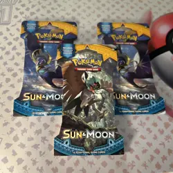 Pokemon Sun and Moon Base Set Sleeved 10 Card Booster Pack Lot of 3 - SEALED - Image 4