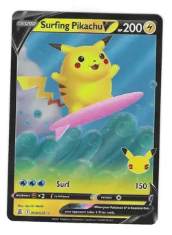 Pokemon TCG: Surfing Pikachu V - 8/25 - Celebrations (25th Anniversary) - NM - Image 1