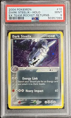 2004 Pokemon EX Team Rocket Returns 10 Dark Steelix Holo PSA 9 Mint - Image 1