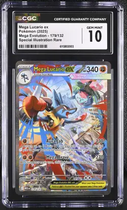 2025 Pokemon Mega Evolution #179 Mega Lucario ex CGC 10 - Image 1