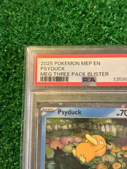 2025 POKEMON MEP MEGA EVOLUTION THREE PACK BLISTER #007 PSYDUCK PSA 9 - Image 2