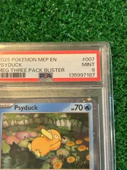 2025 POKEMON MEP MEGA EVOLUTION THREE PACK BLISTER #007 PSYDUCK PSA 9 - Image 3