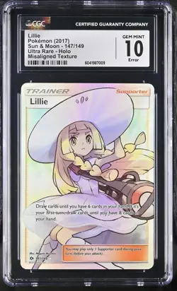 CGC 10 GEM MINT - Lillie Full Art ERROR Sun & Moon Base Set - Pokemon TCG 2017 - Image 4