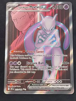 Pokemon TCG Team Rocket's Mewtwo ex 213/182 Destined Rivals 280 HP Holo - Image 1