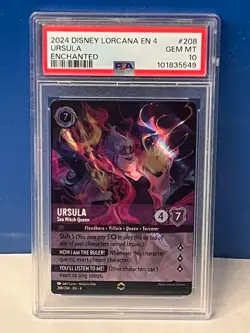 2024 Disney Lorcana EN4 URSULA Sea Witch Queen 208/204 ENCHANTED PSA 10 - Image 1
