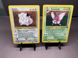 Pokemon TCG Clefairy & Venomoth 2 Card Holo Rare Lot Jungle & Base Set 1999 WOTC - Image 1
