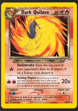 Dark Quilava 39/105 Neo Destiny Pokemon Card TCG 2000 NM - Image 1