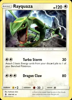 Pokemon Rayquaza SM - Guardians Rising 106/145 Light Play LP+ or Better - Image 1
