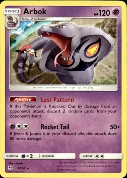 Pokemon Arbok Hidden Fates 27/68 Light Play LP+ or Better - Image 1