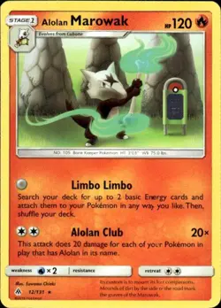 Pokemon Alolan Marowak SM - Crimson Invasion 12/111 Light Play LP+ or Better - Image 1