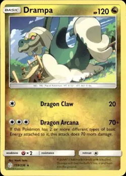 Pokemon Drampa SM - Cosmic Eclipse 159/236 Light Play LP+ or Better - Image 1
