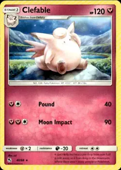 Pokemon Clefable Hidden Fates 40/68 Light Play LP+ or Better - Image 1