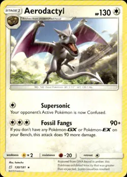 Pokemon Aerodactyl SM - Team Up 130/181 Light Play LP+ or Better - Image 1