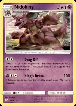 Pokemon Nidoking SM - Team Up 59/181 Light Play LP+ or Better - Image 1