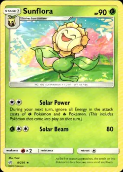 Pokemon Sunflora SM - Cosmic Eclipse 8/236 Light Play LP+ or Better - Image 1