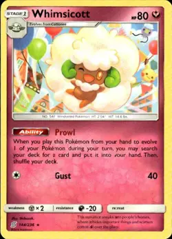 Pokemon Whimsicott SM - Unified Minds 144/236 Light Play LP+ or Better - Image 1