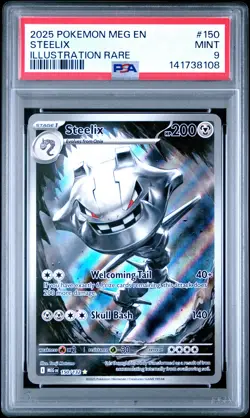 2025 POKEMON MEG EN-MEGA EVOLUTION ILLUSTRATION RARE #150 STEELIX PSA 9 - Image 1