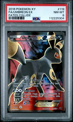 2016 POKEMON XY FATES COLLIDE #119 FA/UMBREON EX PSA 8 - Image 1