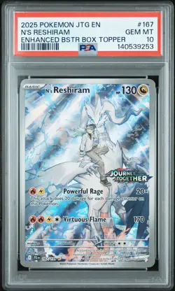 2025 POKEMON JTG EN-JOURNEY TOGETHER #167 N'S RESHIRAM PSA 10 - Image 1