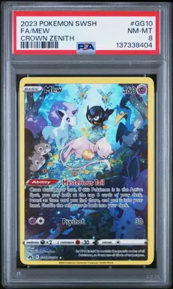 MEW 2023 POKEMON SWORD AND SHIELD CROWN ZENITH #GG10 FA/ CROWN ZENITH PSA 8 - Image 1