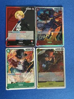 Sabo One Piece TCG 4-card lot OP05 Super Rare/Leader+OP12 Rare+more - ships PWE - Image 1